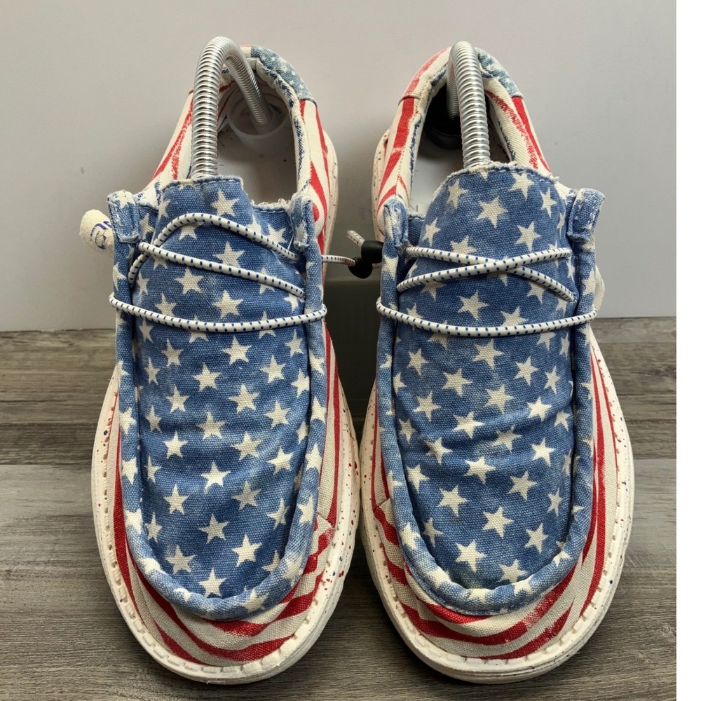 Hey Dude Wally Stars N Stripes Patriotic American Flag Loafers Mens 7 Womens 9 - Picture 3 of 7